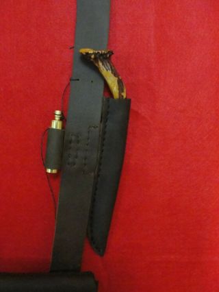 Black Powder Possibles Bag w/Carbon Blade Utility Knife & Brass Powder Measure 3