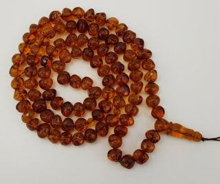 Islamic Prayer Tasbih Stone Amber Natural Baltic Cognac Bead 39,  4g Vintage A - 340