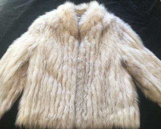 Women’s Saga Fox Fur Coat Medium Smoky Grey Ivory Jacket Vintage