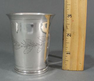 Antique 19thc German Hallmarked Silver Cup Etched Leaf Design 2.  8 Try