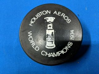Vintage Wha Avco Cup Reverse Houston Aeros Champion Biltrite B2 Slug Game Puck