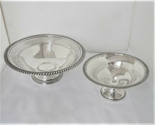 Two Sterling Footed Compote Type Weighted Bowls,  Different Makers,  436 Grams