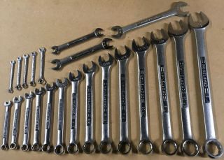 Craftsman (vtg " V " Usa) 22pc Sae Open/box - End Combination Wrench Set: 3/16 To 1 "