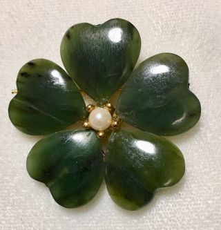 Swoboda Flower Brooch Jade,  Pearl Gorgeous