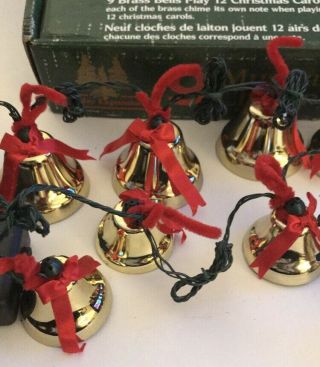 Vintage 9 Musical Chiming Bells - Plays 12 Christmas Carols Holiday Expressions 3