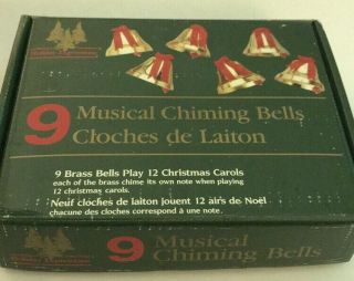 Vintage 9 Musical Chiming Bells - Plays 12 Christmas Carols Holiday Expressions 7