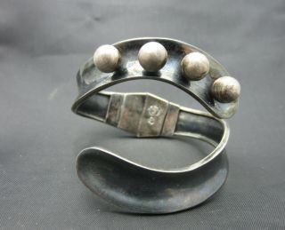 Vtg.  A.  Munoz Taxco Sterling Silver Modernist Clamper Bracelet.  33,  Grams.  Look
