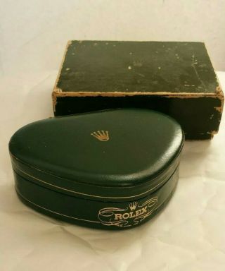 Rolex Vintage Lady Green Leather Watch Box,  Outer Box.  1950/60s