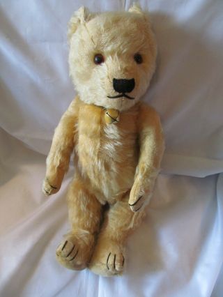 Vintage Teddy Bear,  Gold - Cream Mohair,  Quite Worn,  Twenty Inches,  Origin Unknown
