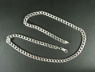 Vintage Italy Solid 925 Sterling Silver Necklace Cuban Wide Link Heavy 22