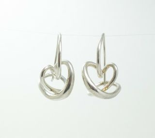 Vintage Designer Ed Levin Sterling Silver Secret Heart Dangle Earrings