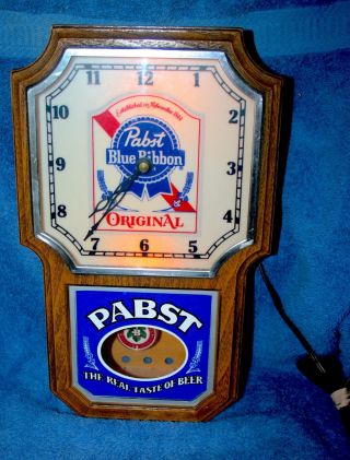 Vintage Pabst Blue Ribbon Beer Sign Clock W/motion Pendulum - Perfectly