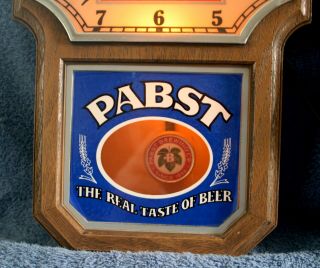 Vintage PABST BLUE RIBBON Beer Sign Clock w/Motion Pendulum - Perfectly 6