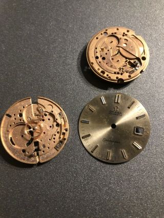 Vintage Omega Cal 563 Seamaster Watch Movement Dial Parts Repair Date Display