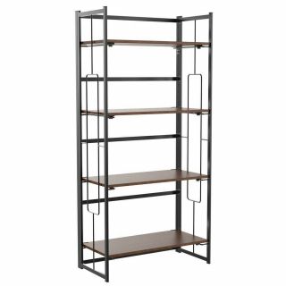 4 - Tier Folding Ladder Bookshelf Metal/Wood Vintage Bookcase Storage Shelf Rack 4