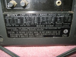 Vintage Sony 13 Band AM FM Shortwave Radio Receiver CRF - 150 Old Transistor c1970 7