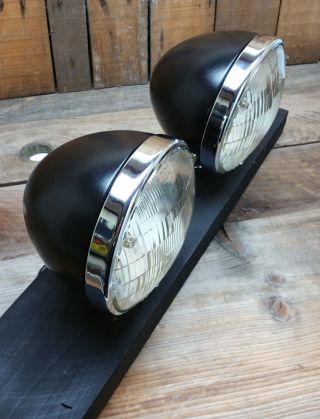 Headlights Pair Vtg Deitz Style Hot Rod Custom Street Rat 1932 Buckets Bulbs 34