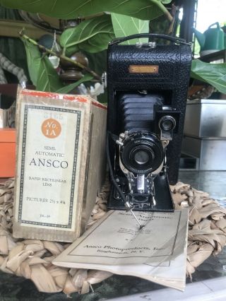 Vintage Ansco No 1a Self Winding Camera And Instructions 1909