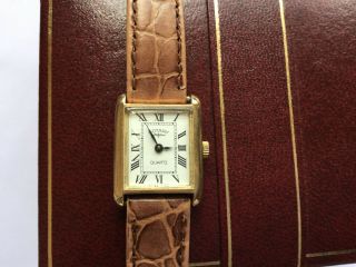 Vintage 9ct Solid Gold Ladies Rotary Tank Watch Box & Papers 2