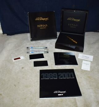 RARE 2001 LIMITED EDITION S.  T.  DUPONT GOLD AFRIKA BALL POINT PEN W/BOX,  PAPERS 2