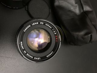Canon Lens Fd 100mm 1:2.  8 S.  S.  C Vtg Portrait Prime Lens With Caps And Hood Exc,