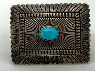 Native American Sterling Vintage Turquoise Bolo Tie Signed Ow