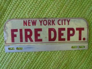 Vintage York City Fire Dept License Plate Topper Badge Fdny Metal Tag Nyc
