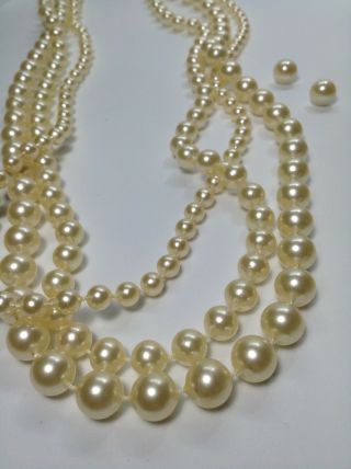 Vintage Faux Pearl Necklace And Earrings Costume Jewelry Set Wedding Anniversary