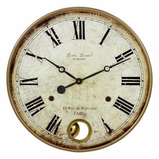 Antique Pendulum Wall Clock Roman Numeral Large Vintage Metal Frame Home Decor