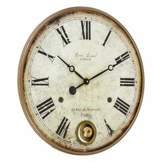 Antique Pendulum Wall Clock Roman Numeral Large Vintage Metal Frame Home Decor 2