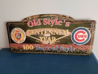 (vtg) 2002 Old Style Beer Chicago Cubs Baseball Wrigley Field Tin Bar Sign Rare