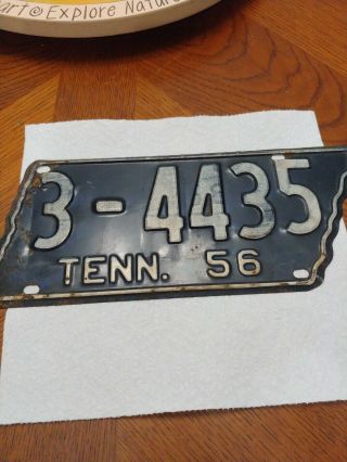 1956 Vintage Tennessee State Shaped License Plate