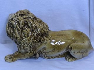 VINTAGE GLAZED CHALKWARE CERAMIC LION STATUE FIGURE MADE IN ITALY 5