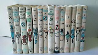 Vtg Wizard Of Oz Complete Set Of 14 White Edition Hardback Books L.  Frank Baum