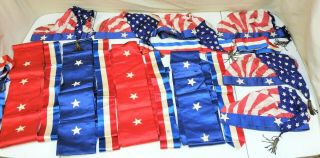 Vtg Ww2 Era 4th Of July Parade Outfits Red White & Blue Sashes 48 Star Flag Hats