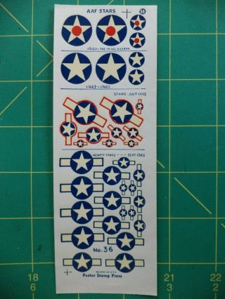 Rare,  Vintage Wwii Era Decals - Air Corps Insignia Set 58 - Poster Stamp Press