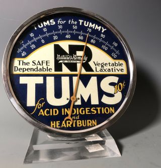 Vintage C.  1940 Graphic Tums For The Tummy Thermometer Drugstore