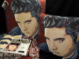 Vintage Dakotah Elvis Presley Portrait Ottoman Throw Pillow & Blanket Usa