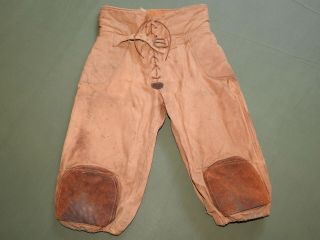 Antique 1920s BROWN DUCK CANVAS,  LEATHER KNEE PAD FOOTBALL PANTS Vtg RARE 2