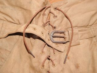 Antique 1920s BROWN DUCK CANVAS,  LEATHER KNEE PAD FOOTBALL PANTS Vtg RARE 6