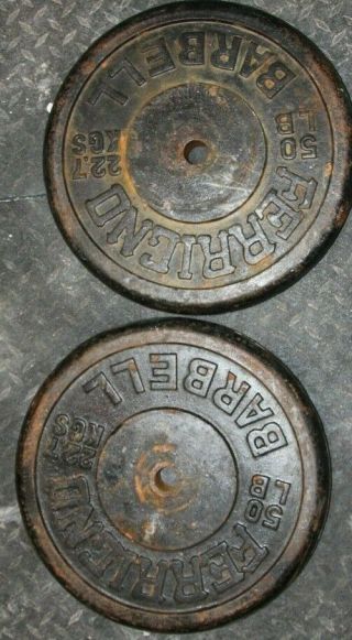 Vintage Lou Ferrigno Standard 50 Lbs Pair Weight Plates 2 X 50 Lbs = 100 Lbs