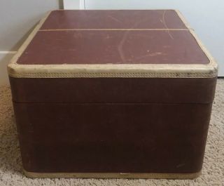 Vtg 1930 - 40 ' s Dresner Omnibus Red Suitcase Luggage 11.  25x18x17 