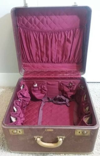 Vtg 1930 - 40 ' s Dresner Omnibus Red Suitcase Luggage 11.  25x18x17 
