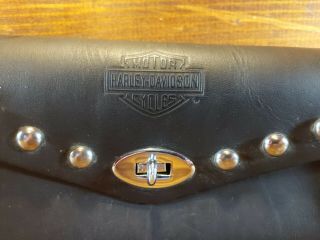 Vintage Harley Davidson Motorcycle Windshield Black Leather Bag Pouch Studs USA 2