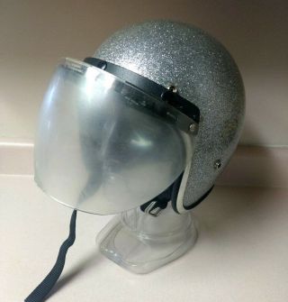 Vintage Arthur Fulmer Af - 40 Motorcycle Silver Metal Flake Helmet Rare Size Xxl