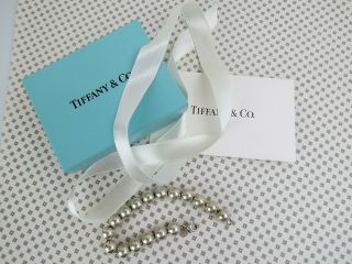 Tiffany Sterling Silver 19 G 7 Inch Bead Bracelet With Blue Box