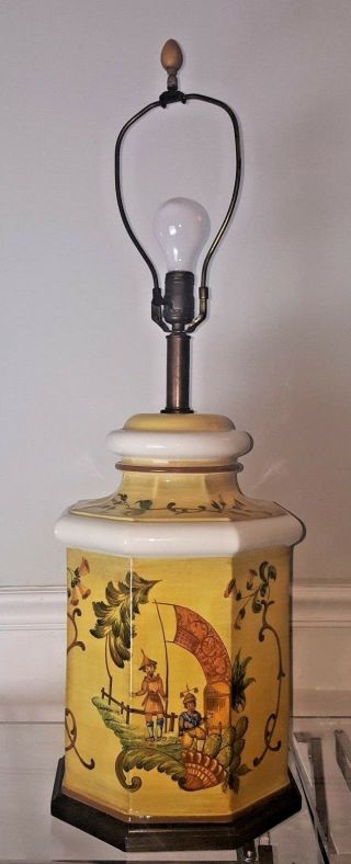 Vintage Frederick Cooper Hand Painted Ceramic Asian Ginger Jar Table Lamp WOW 3