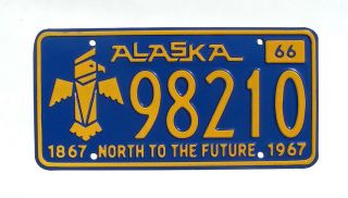 Vintage 1966 Alaska North To The Future License Plate 1967 98210