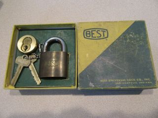 Vintage Best Universal Lock Co Cylinder Padlock Keys Control Box