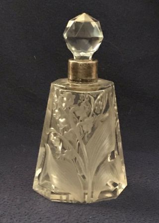 Stunning Silver Collared Edwardian Cut Glass Perfume Scent Bottle Circa 1911